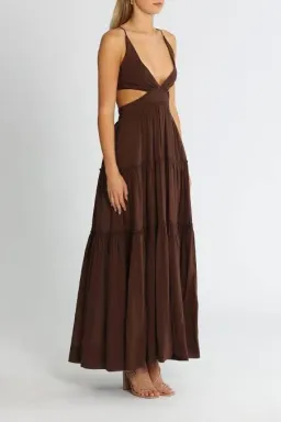 Bec & Bridge Carla V Maxi Dress in Chocolate Brown Size 8 for rent on The Volte - image 2