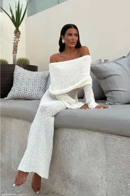 Meshki Marisol Off Shoulder Boucle Maxi Dress in Ivory Size M / AU 10 for rent on The Volte - image 4