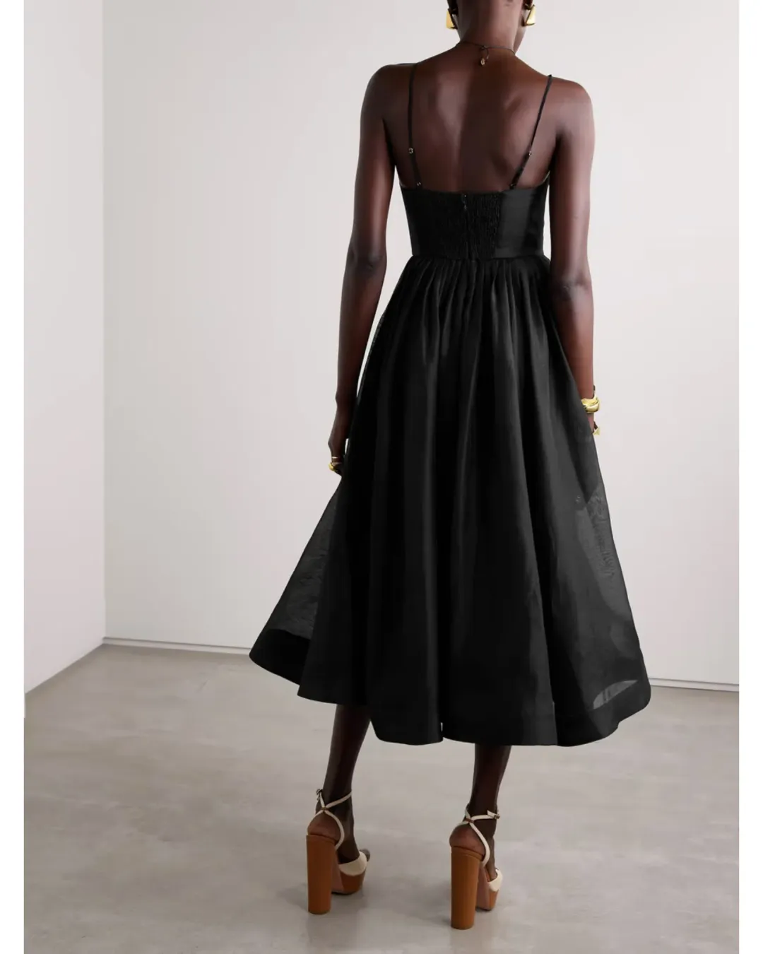 Zimmermann Illustration V Neck Midi Dress in Black Size 1 / AU 10 for rent on The Volte - main image