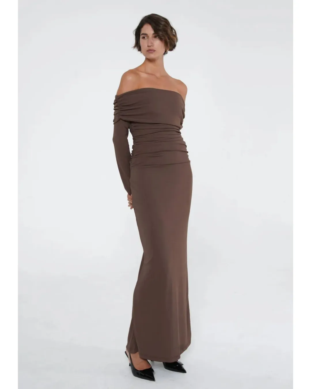 Benni Lorena Maxi Dress Ash Brown Size AU 12 for rent on The Volte - main image