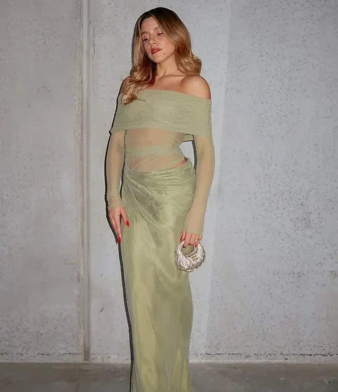 Benni Yasmin Maxi Dress Pistachio Size AU 8 for rent on The Volte - main image