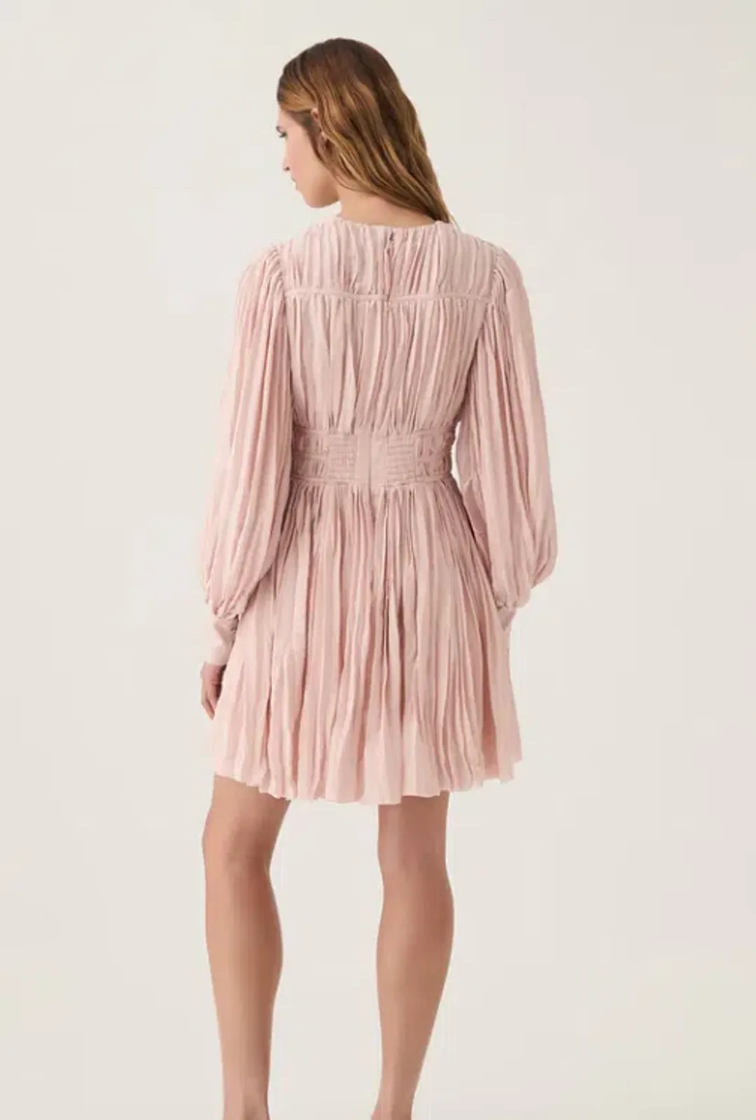 Aje Catalyst Pleated Mini Dress Blush Pink Size 8 for rent on The Volte - main image