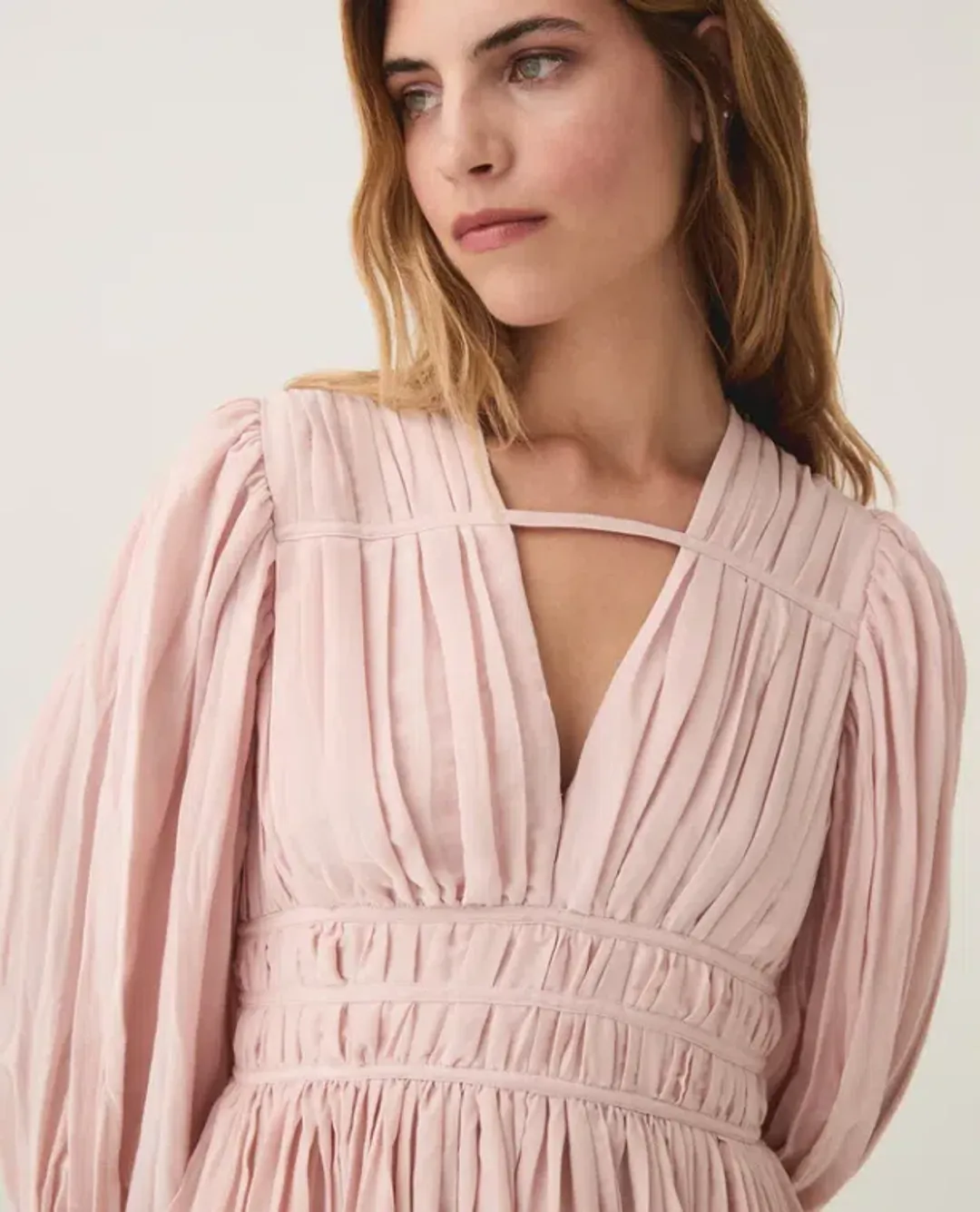 Aje Catalyst Pleated Mini Dress Blush Pink Size 8 for rent on The Volte - main image