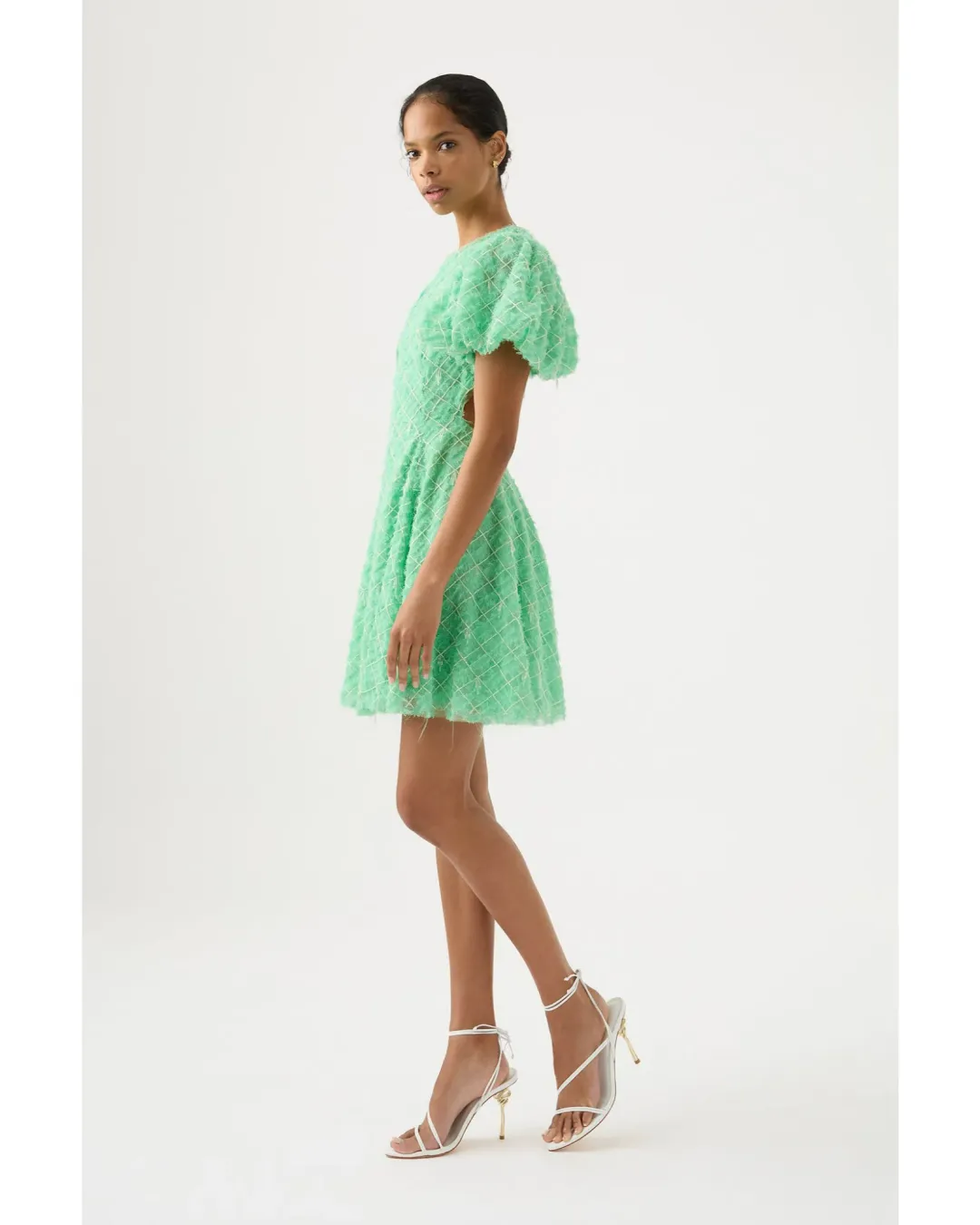 Aje Context Embellished Mini Dress Marine Green Size AU 10 for rent on The Volte - main image