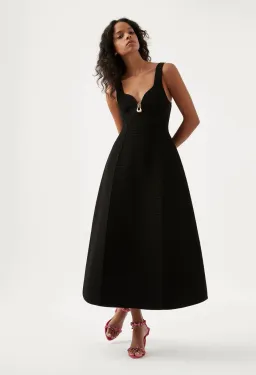 Aje Marisole Knit Midi Dress Black Size AU 10 for rent on The Volte - image 1