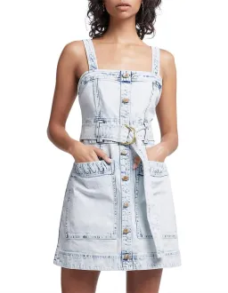 Aje Crafted Sleeveless Denim Mini Dress Acid Wash Size 10 for rent on The Volte - image 1