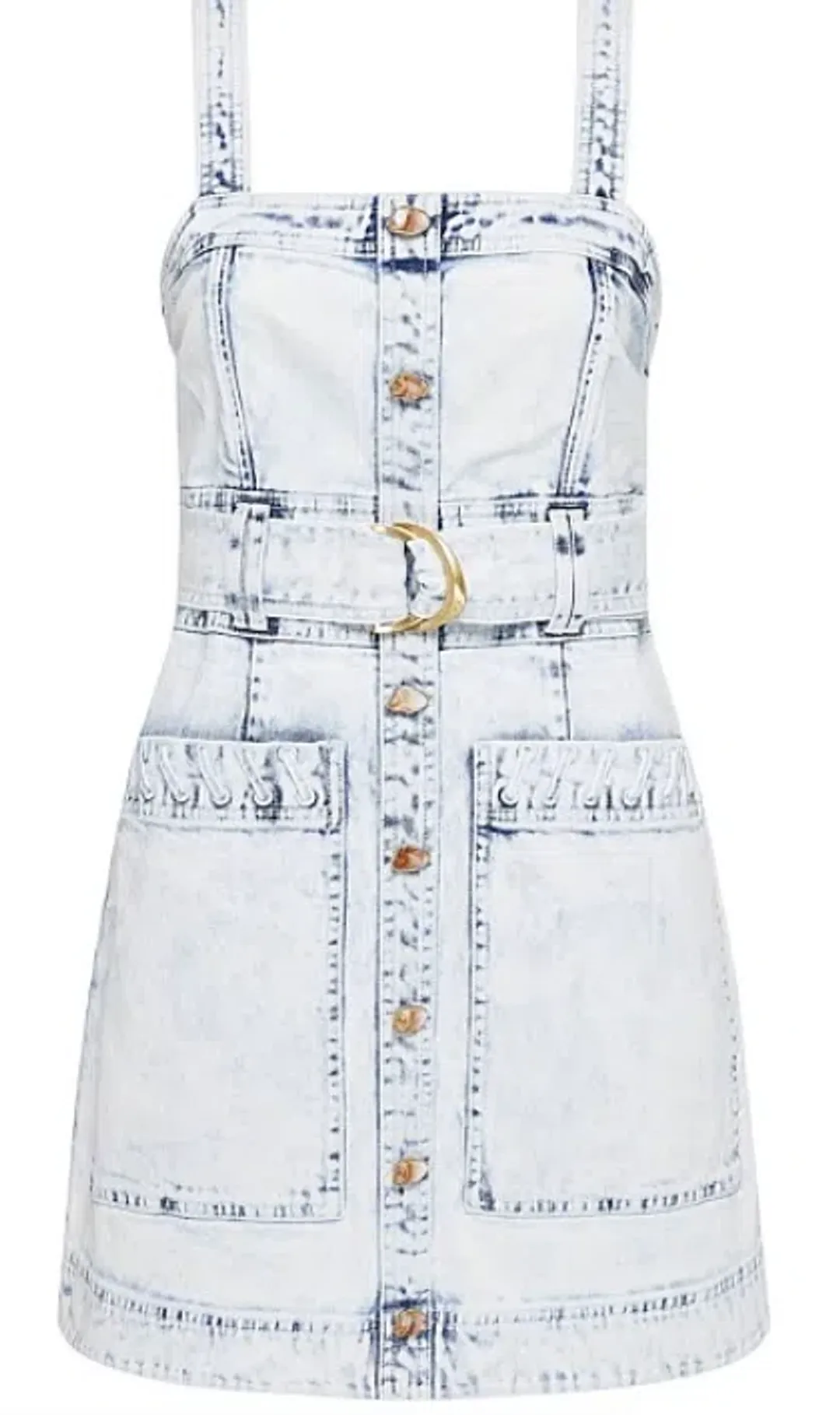 Aje Crafted Sleeveless Denim Mini Dress Acid Wash Size 10 for rent on The Volte - main image