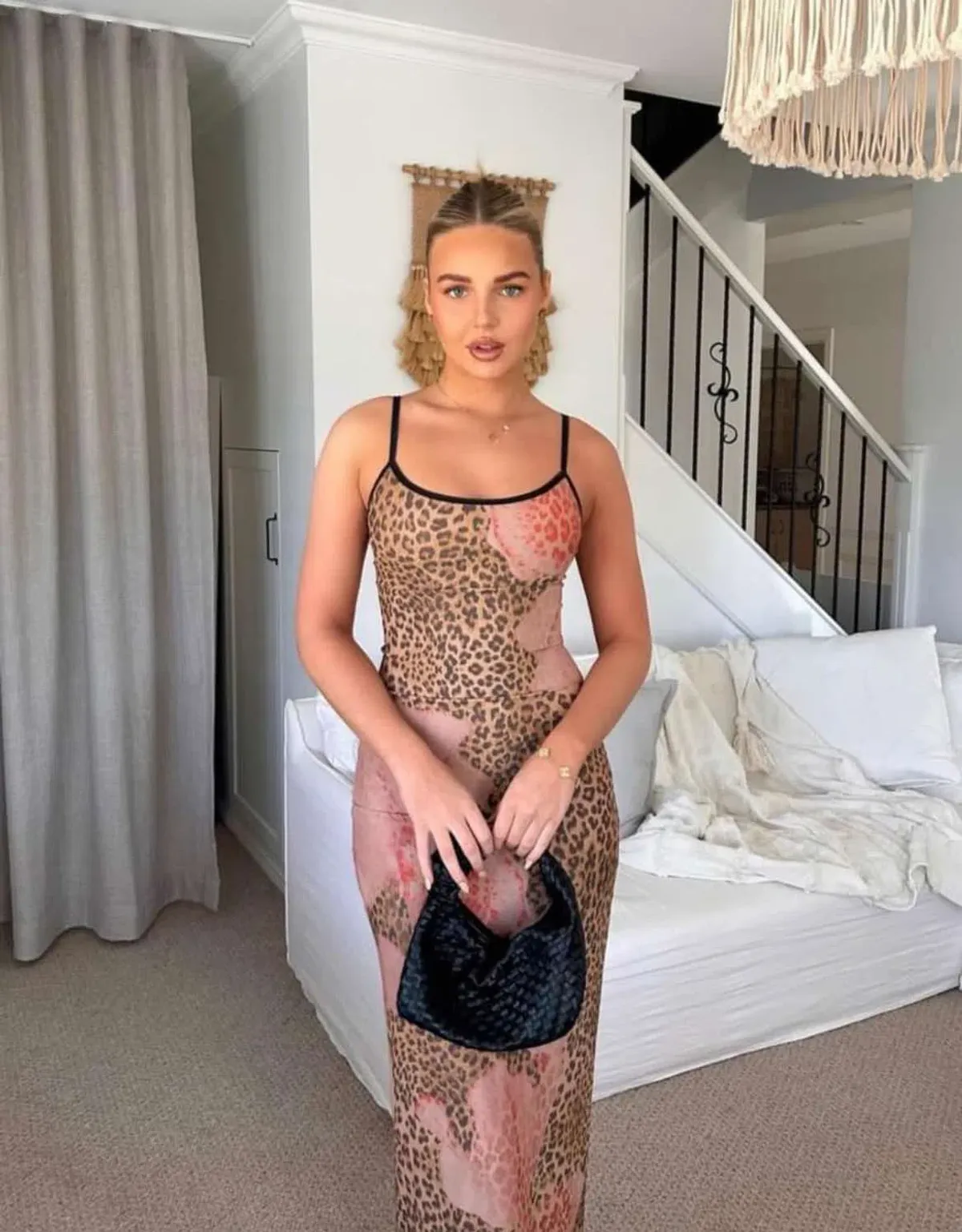 With Harper Lu Leopard Print Mesh Slip Dress Size 8 for rent on The Volte - main image