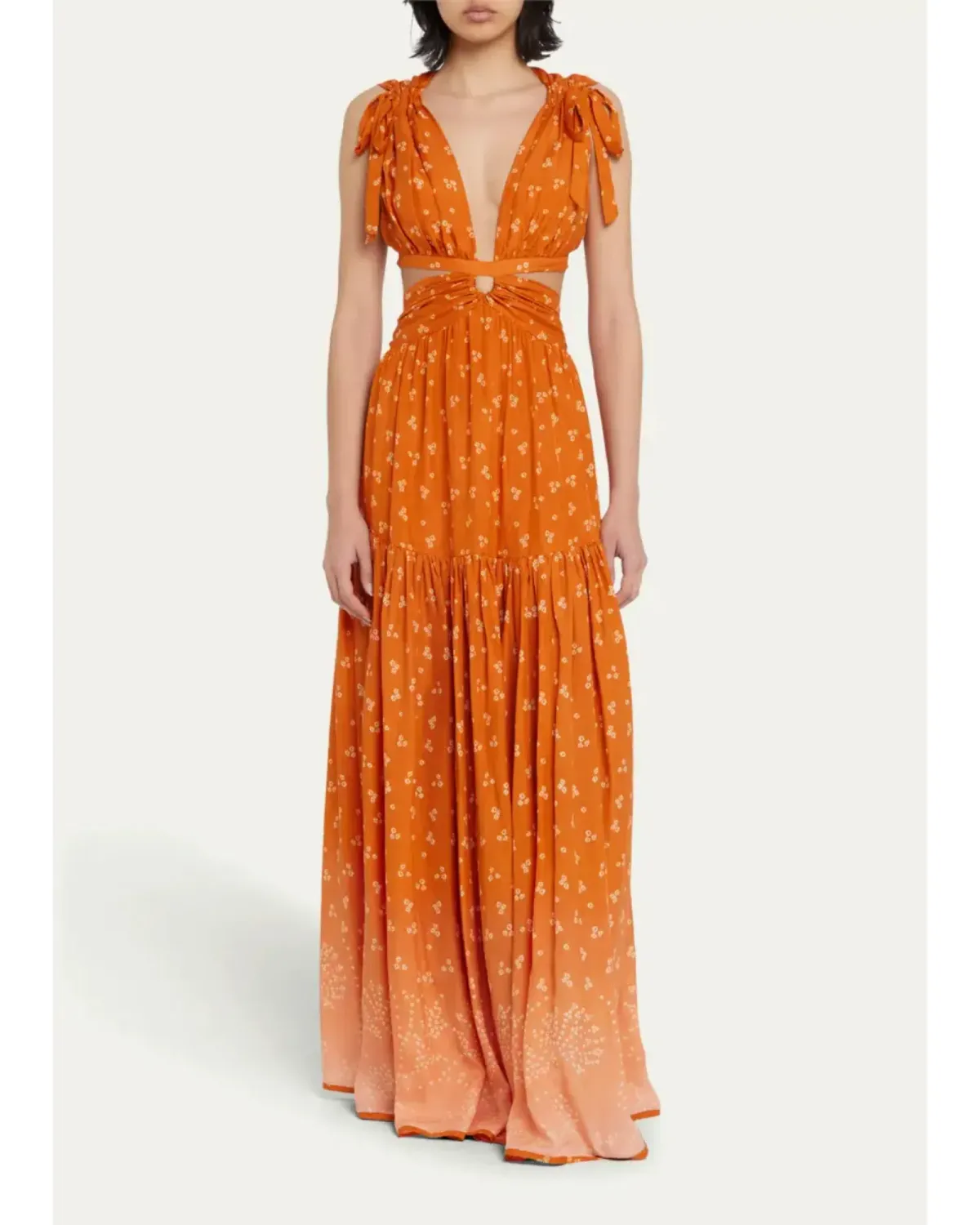 Hannah Artwear Amelie Printed Maxi Dress Orange Size AU 10 for rent on The Volte - main image