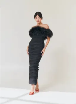 Rachel Gilbert Zion Midi Dress Black Size 4 / AU 14 for rent on The Volte - image 1