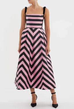 Rebecca Vallance Jocelyn Midi Dress Stripe Size 8 for rent on The Volte - image 2