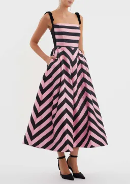 Rebecca Vallance Jocelyn Midi Dress Stripe Size 8 for rent on The Volte - image 1