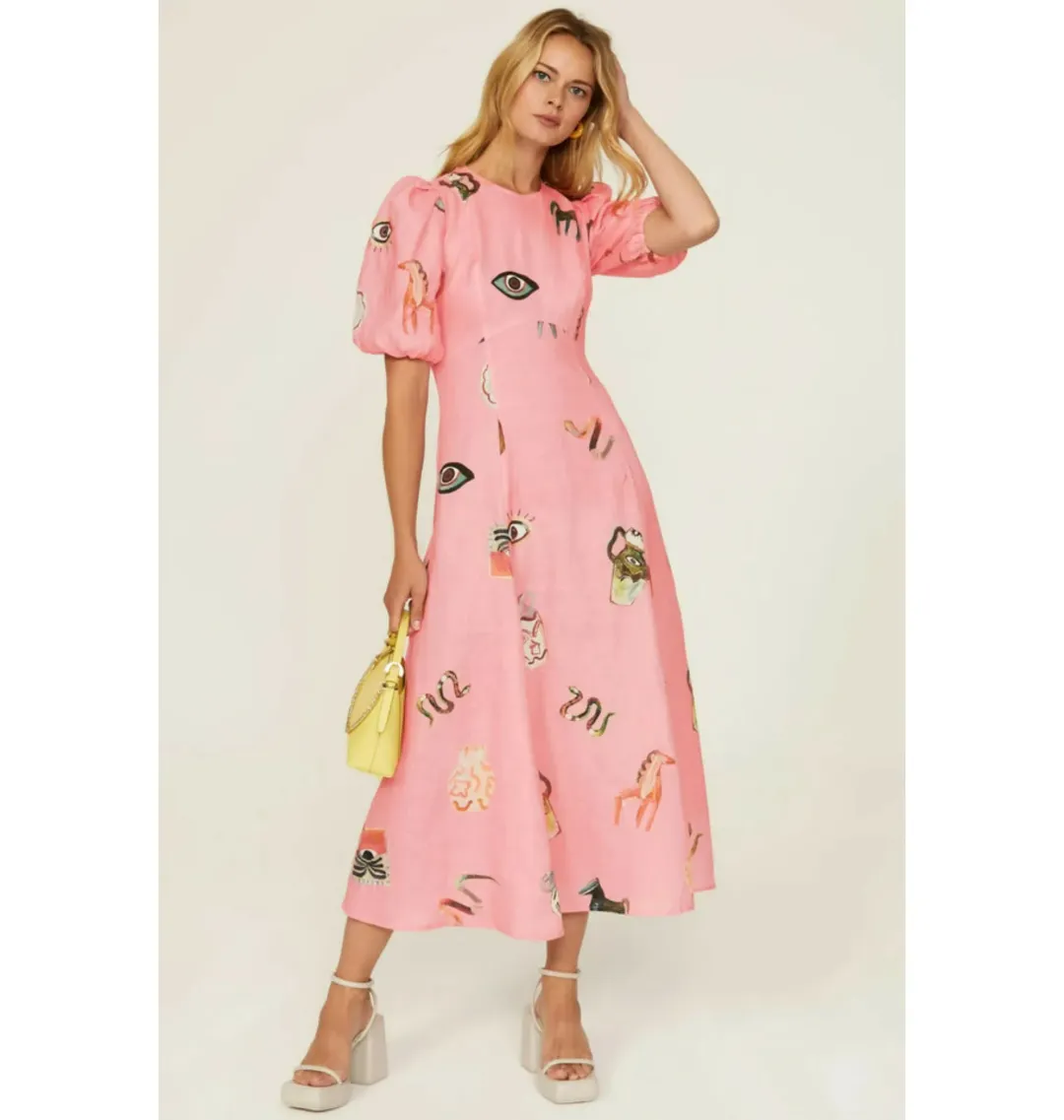 Alemais Cleo Midi Dress Pink Size AU 10 for rent on The Volte - main image