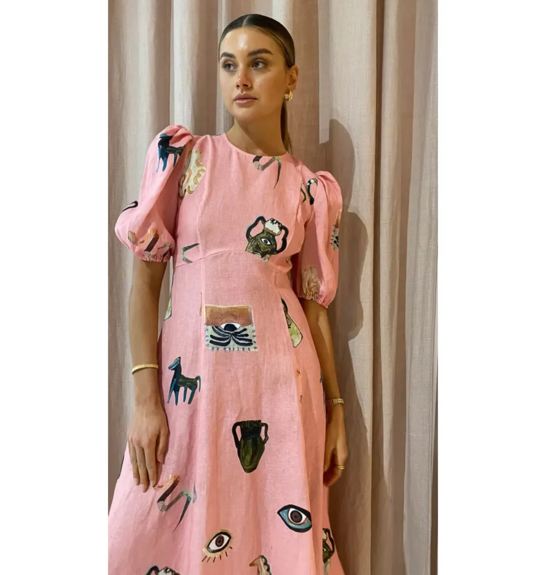 Alemais Cleo Midi Dress Pink Size AU 10 for rent on The Volte - main image