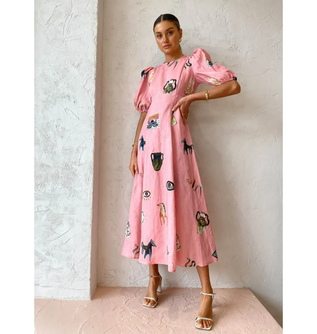 Alemais Cleo Midi Dress Pink Size AU 10 for rent on The Volte - main image