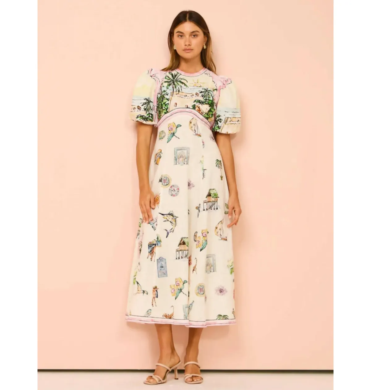 Alemais Sunset Midi Dress Print Size AU 10 for rent on The Volte - main image