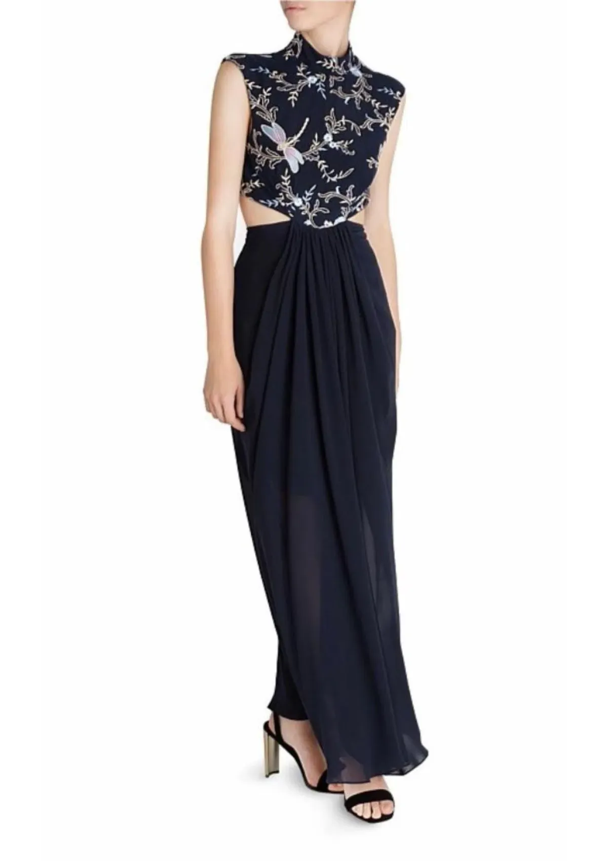 Carla Zampatti The Venus Diaphanous Gown Navy Size 4 for rent on The Volte - main image