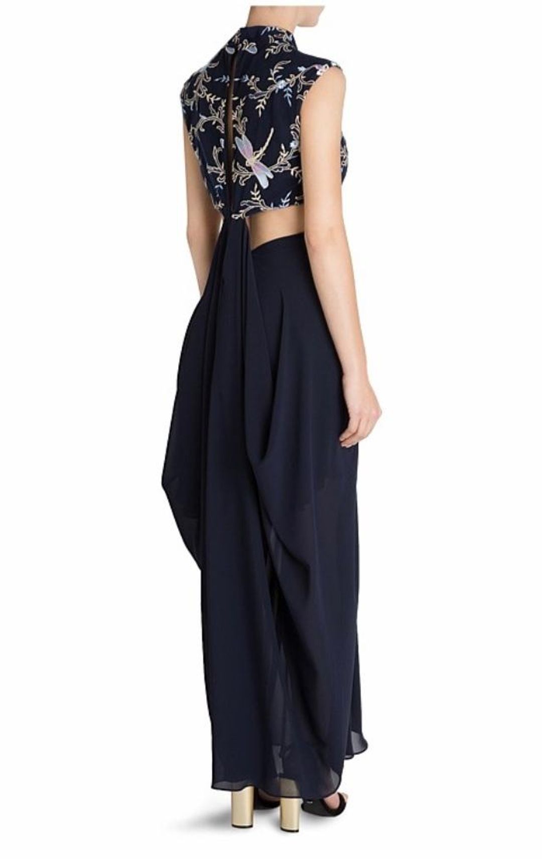 Carla Zampatti The Venus Diaphanous Gown Navy Size 4 for rent on The Volte - main image