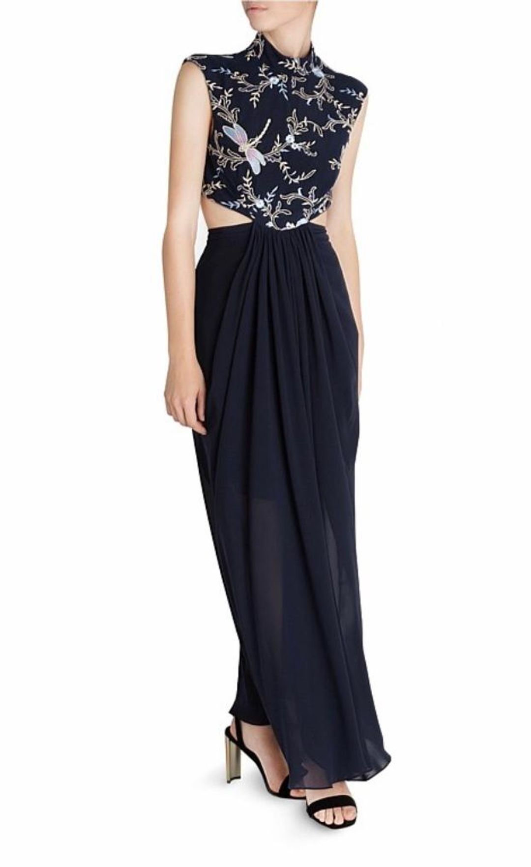 Carla Zampatti The Venus Diaphanous Gown Navy Size 4 for rent on The Volte - main image