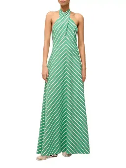 Staud Dawn Halter Dress Seaweed Stripe Size S / AU 8 for rent on The Volte - image 1