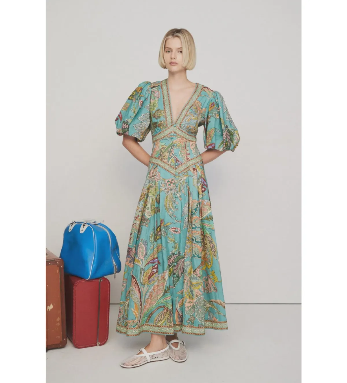 Alemais Franca Midi Dress Green Size 10  for rent on The Volte - main image