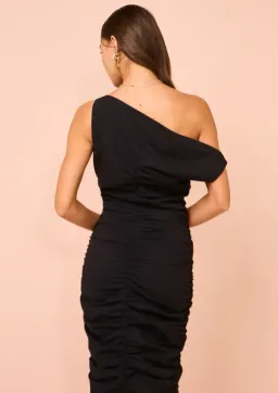 Issy One Shoulder Midi Dress Black Size 12  for rent on The Volte - image 3