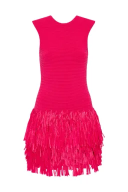AJE Rushes Raffia Knit Mini Dress Hot Pink Size Large / Size 12  for rent on The Volte - image 4