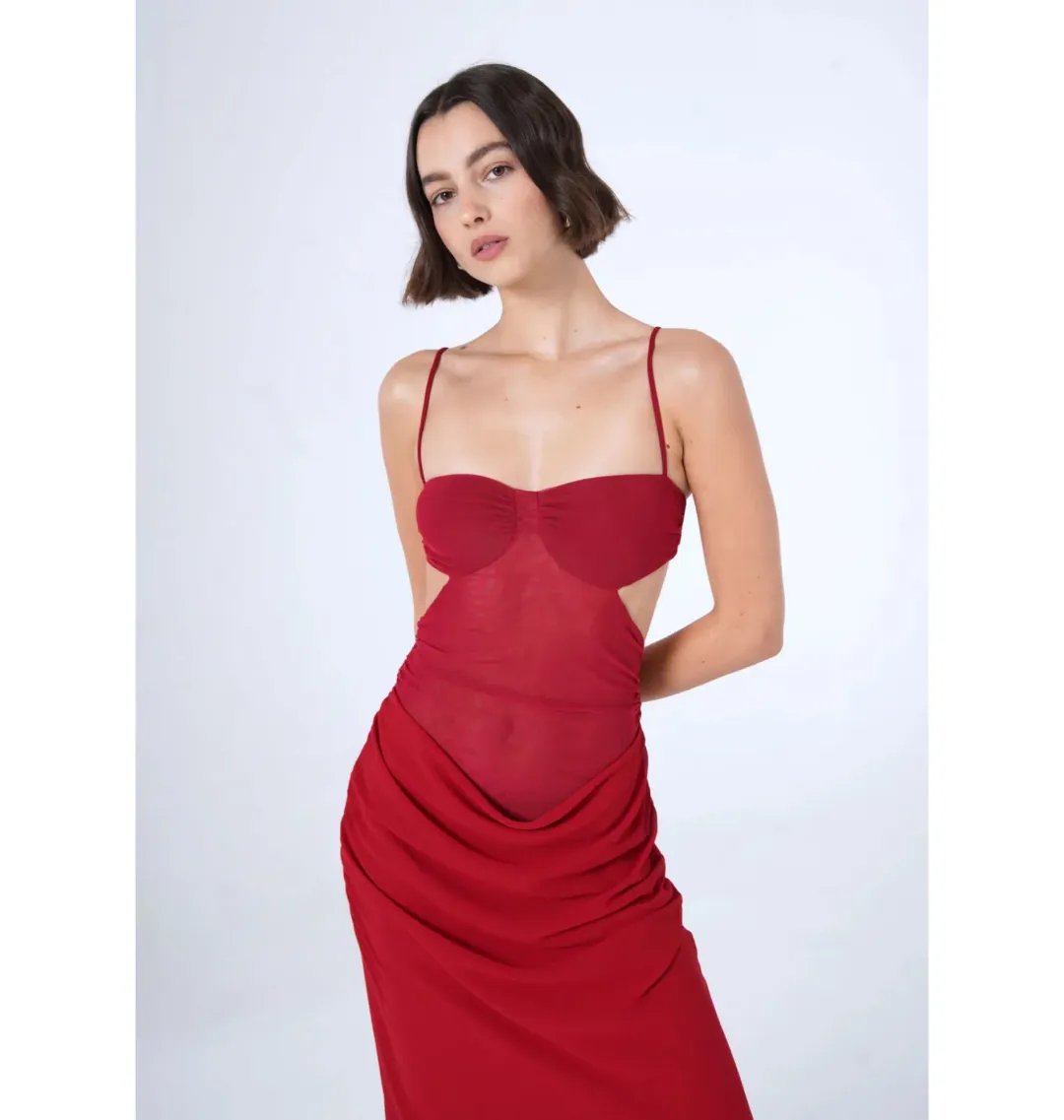 Benni Noah Maxi Dress in Cherry Size AU 14 for rent on The Volte - main image
