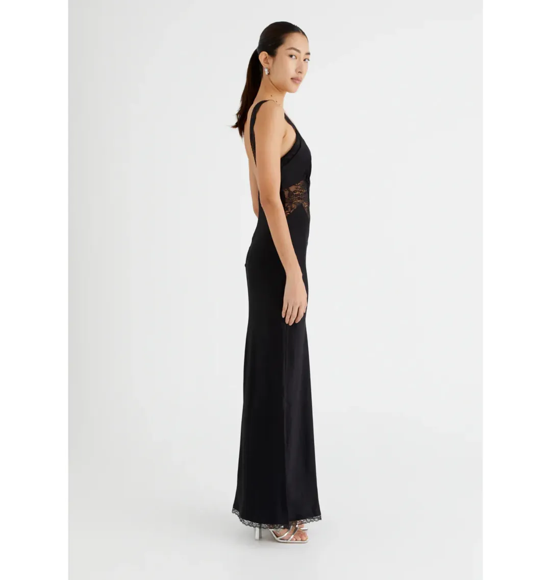 Benni Robbie Satin Slip Dress Black Size AU 14  for rent on The Volte - main image