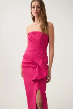 Aje Roma Draped Midi Dress Rich Magenta Size 6 for rent on The Volte - image 5