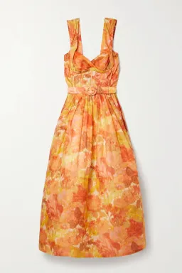 Zimmermann High Tide Picnic Midi Dress Citrus Ikat Floral Size 0 / 8 AU for rent on The Volte - image 3