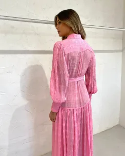 Alemais Antonella Silk Embroidered Shirt Maxi Dress Pink Size 6 AU for rent on The Volte - image 5