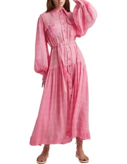 Alemais Antonella Silk Embroidered Shirt Maxi Dress Pink Size 6 AU for rent on The Volte - image 2