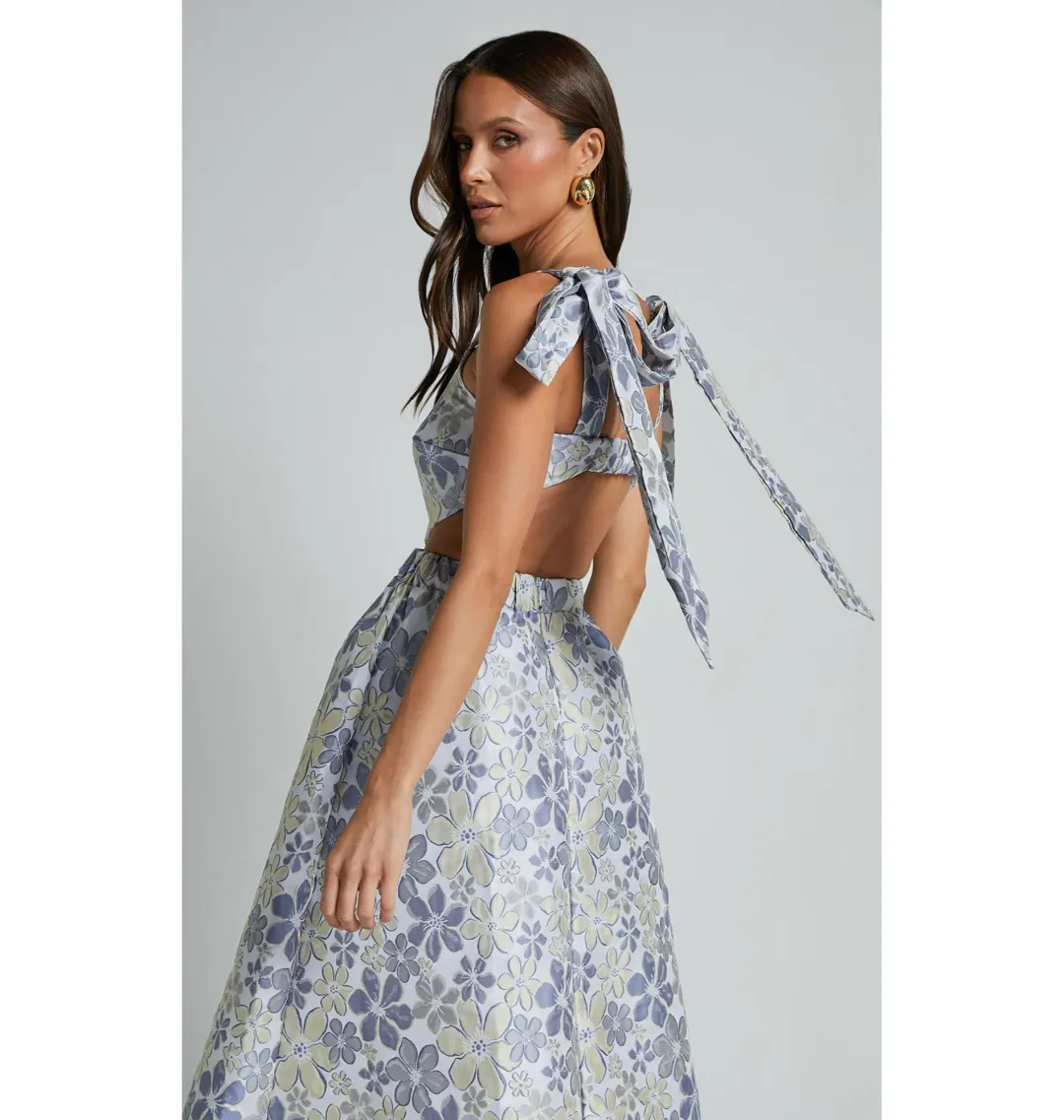 Sheike Briella Midi Dress Dress in Blue Size AU 8 for rent on The Volte - main image