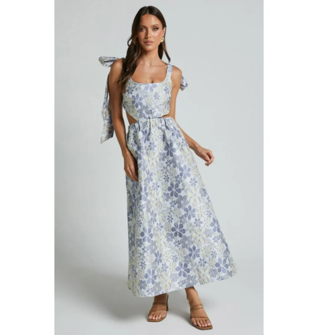 Sheike Briella Midi Dress Dress in Blue Size AU 8 for rent on The Volte - main image