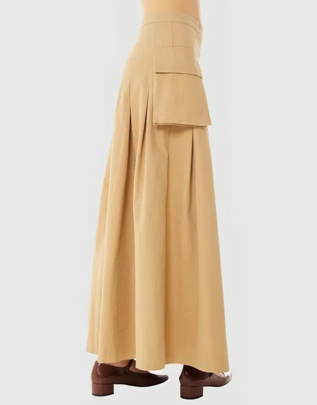 Find Me Now Cargo Pleated Maxi Skirt Beige Size 10 for rent on The Volte - main image