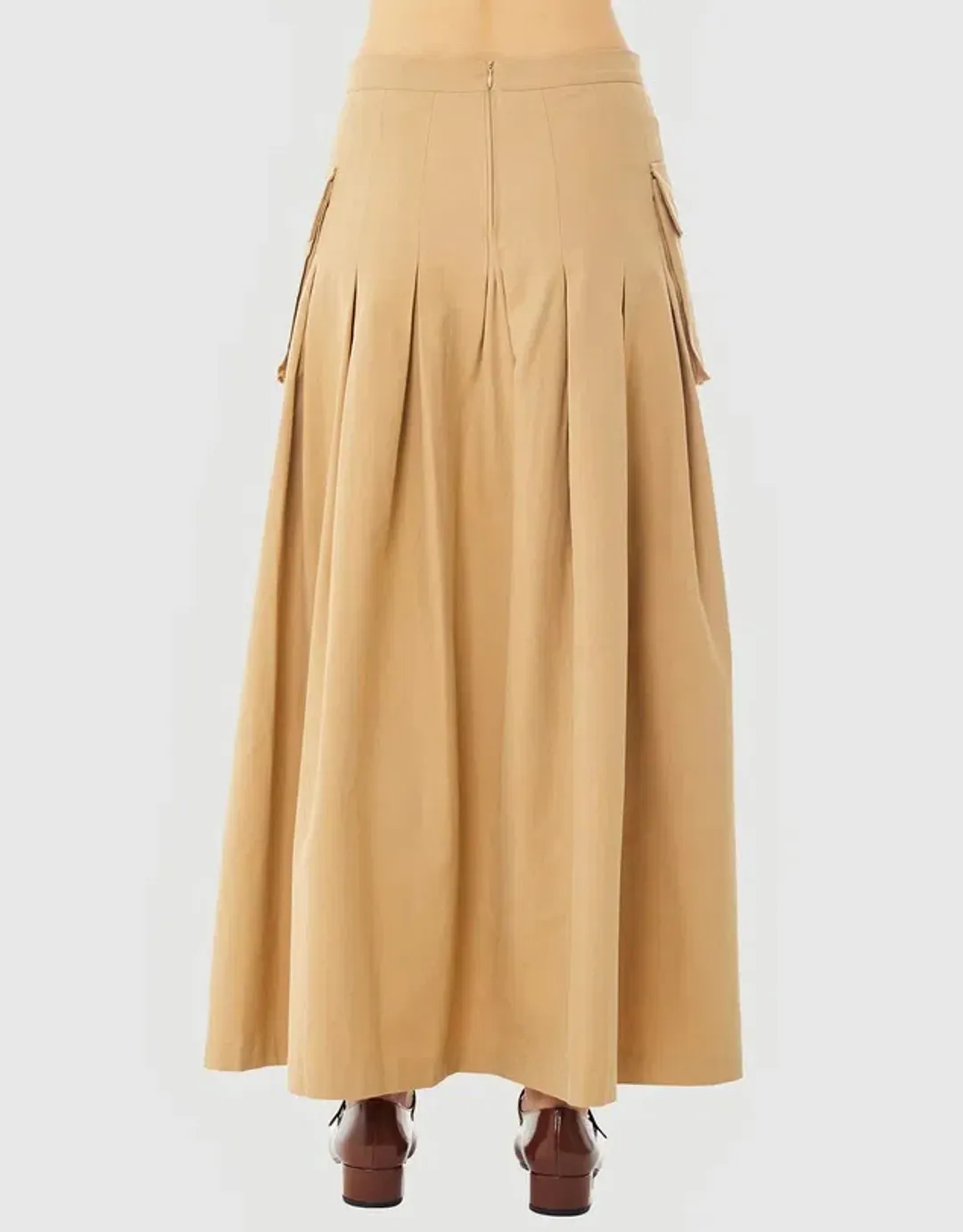 Find Me Now Cargo Pleated Maxi Skirt Beige Size 10 for rent on The Volte - main image