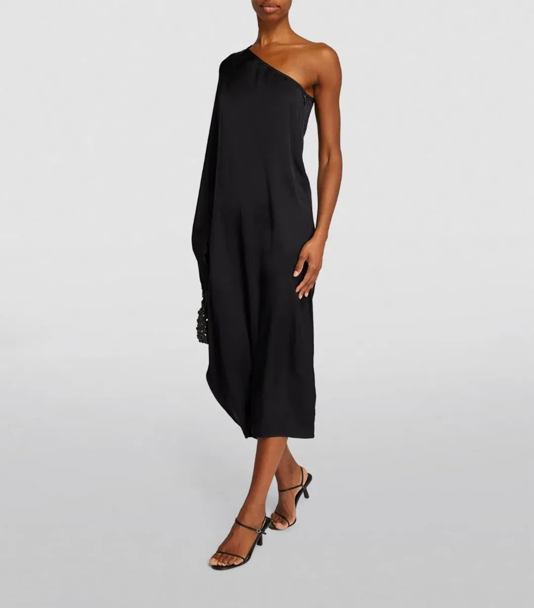 Anine Bing Black Silk Rowan Midi Dress Black Size 10  for rent on The Volte - main image