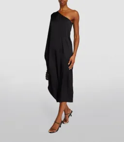 Anine Bing Black Silk Rowan Midi Dress Black Size 10  for rent on The Volte - image 1
