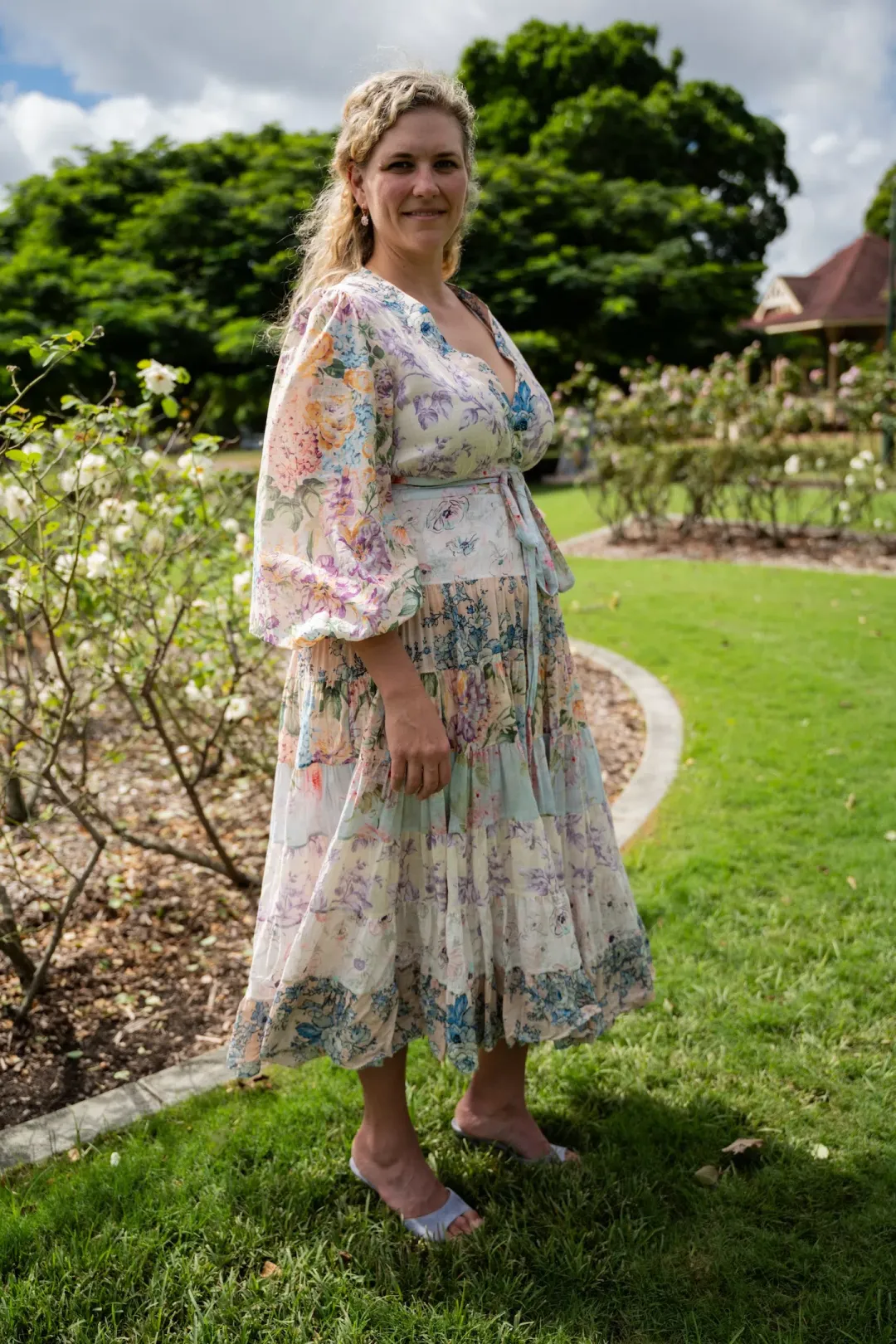 Zimmermann The Halliday Tiered Midi Dress in Spliced Size 4 / AU 16 for rent on The Volte - main image
