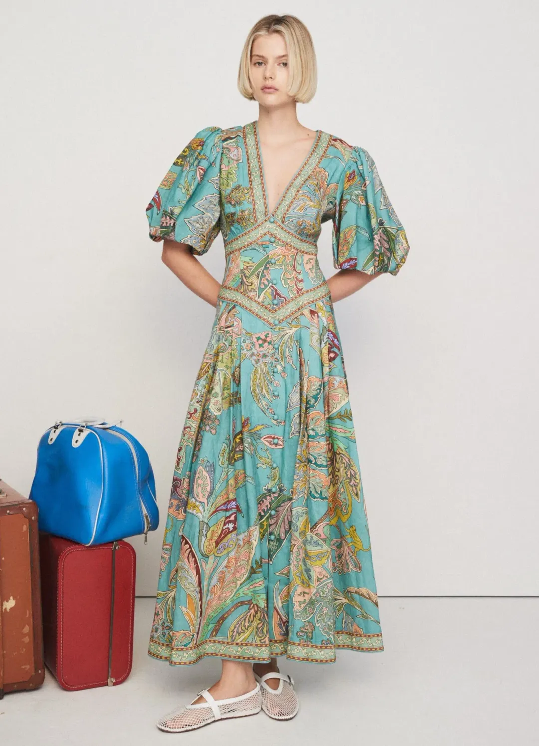 Alemais Franca Midi Dress Print Size 8 for rent on The Volte - main image