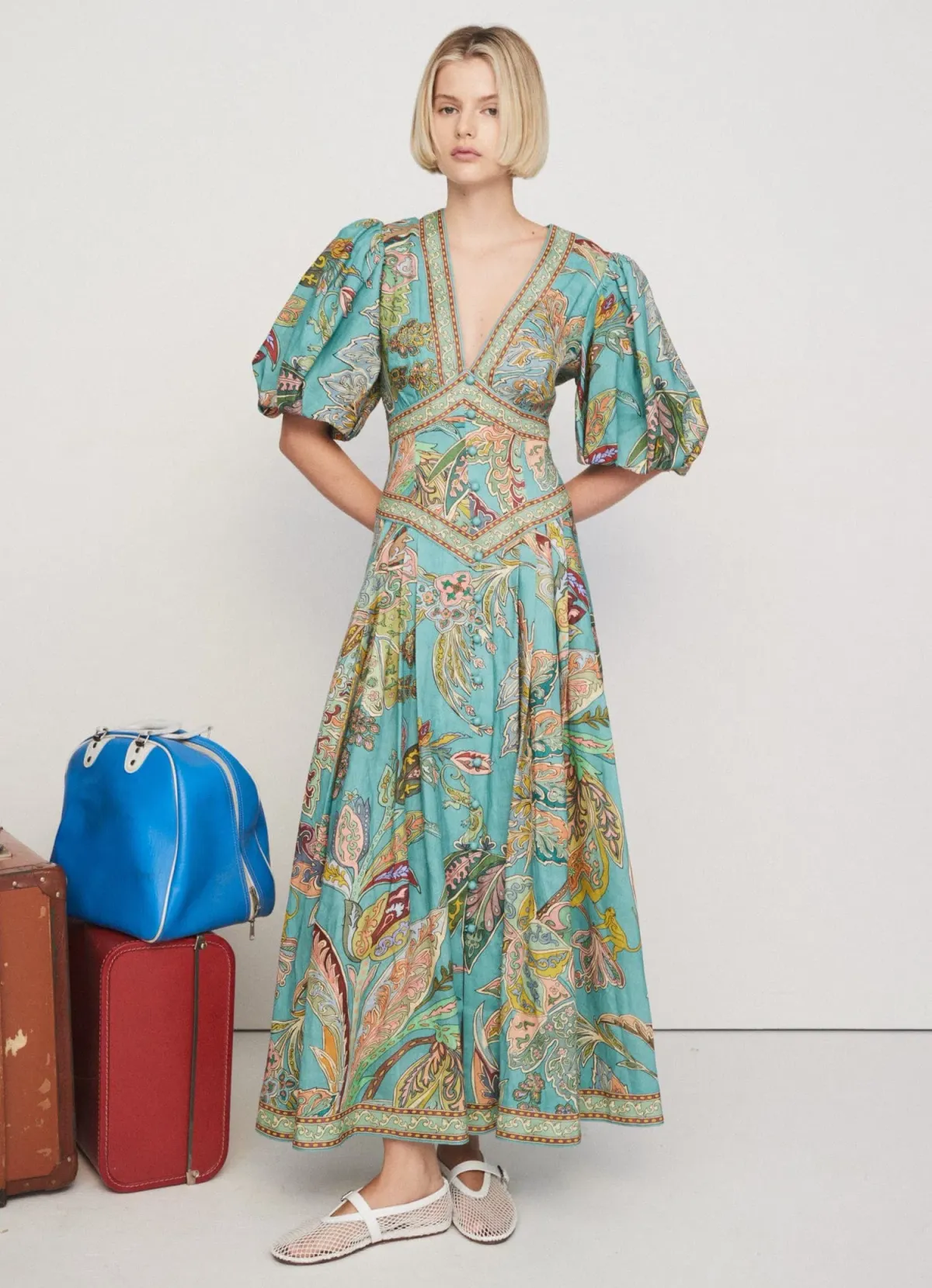 Alemais Franca Midi Dress Print Size 8 for rent on The Volte - main image