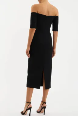 Rebecca Vallance Rhosen Off The Shoulder Midi Dress Black Size 10 for rent on The Volte - image 3