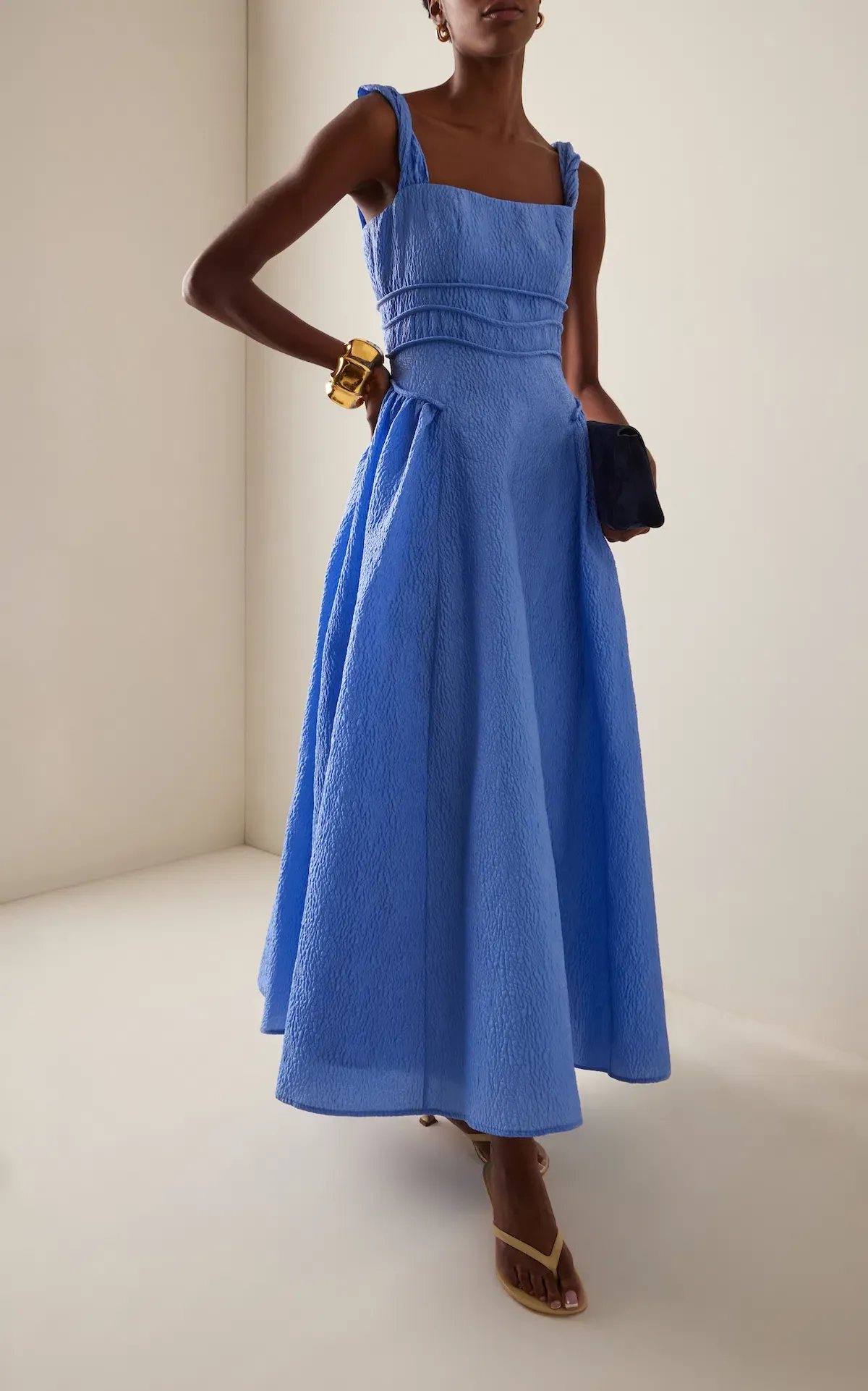 Rachel Gilbert Sophy Strap Midi Dress Blue Size 12 for rent on The Volte - main image