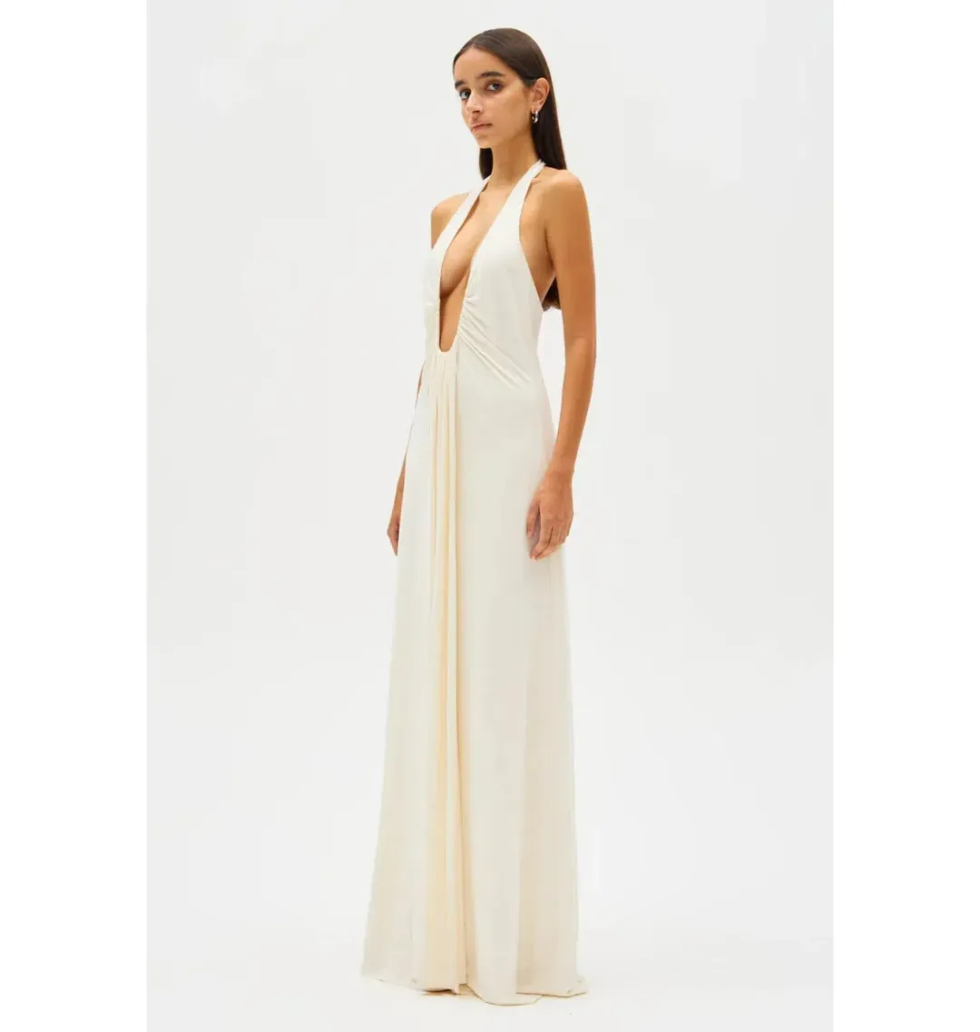 MISHA Jennifer Cupro Maxi Dress in Ivory Size 10/M for rent on The Volte - main image