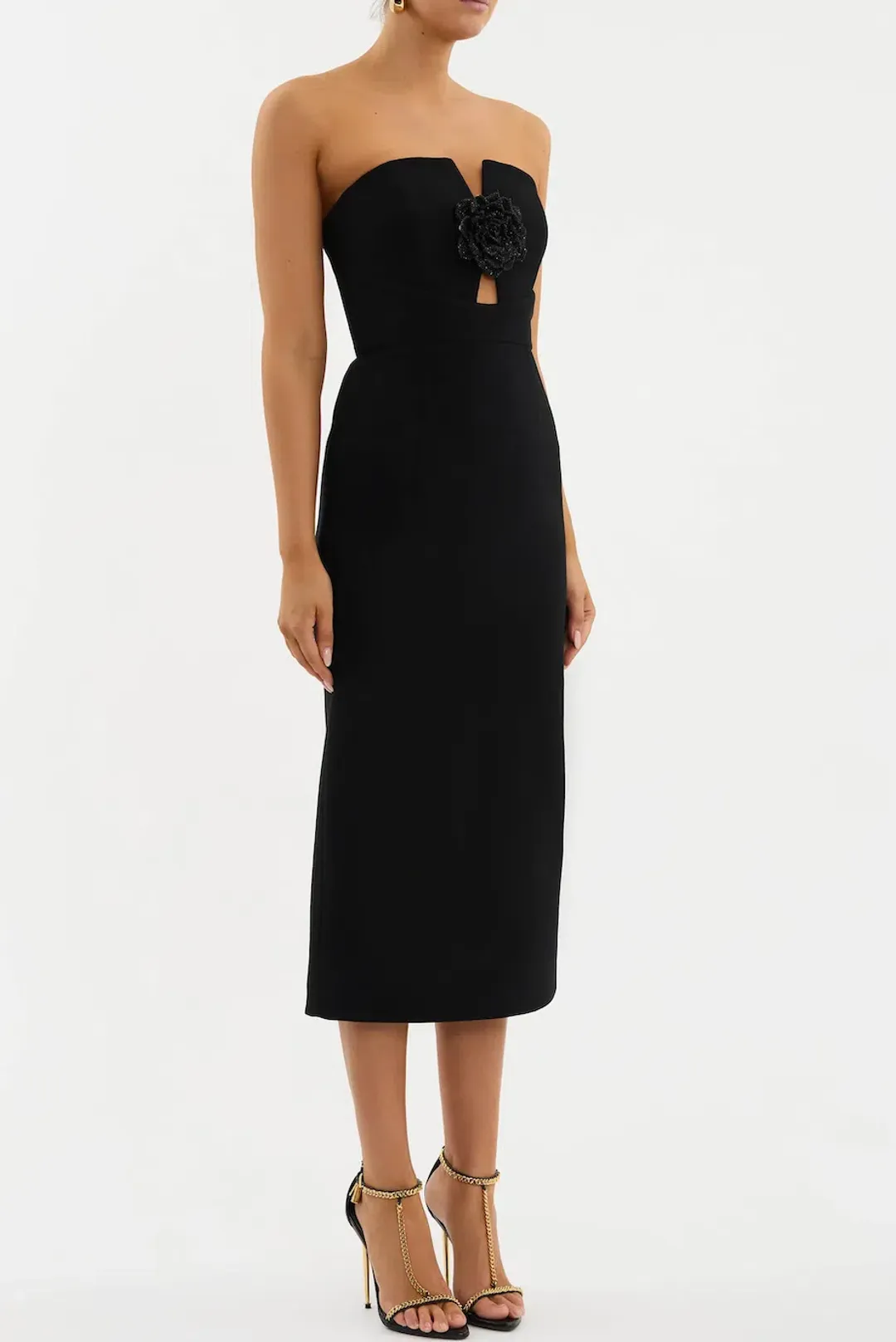 Rebecca Vallance Aubree Midi Dress Black Size 8 for rent on The Volte - main image