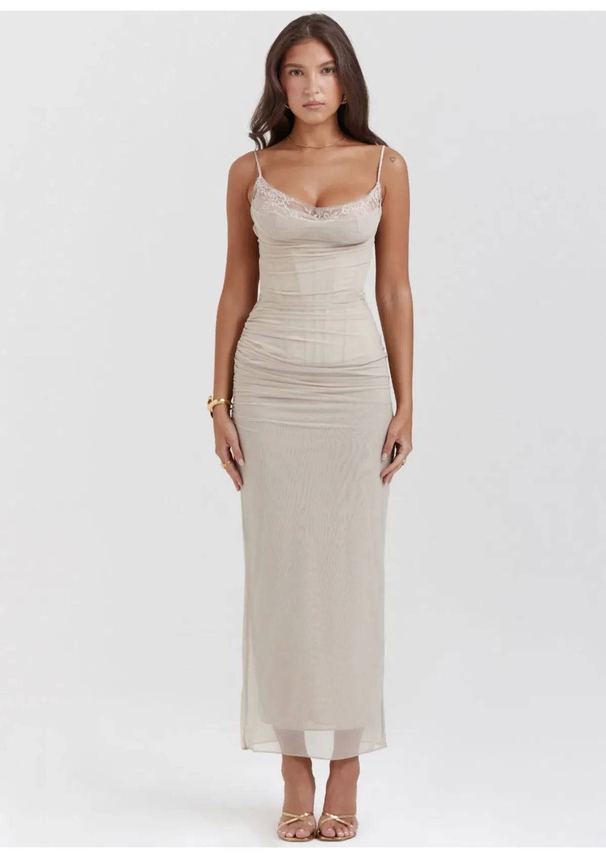 House of CB Nalini Maxi Dress in Sand Size S / AU 8 (Bigger cup) for rent on The Volte - main image