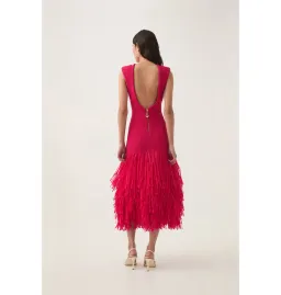 Aje Rushes Raffia Knit Midi Dress Deep Fuschia Size XS / AU 8  for rent on The Volte - image 4