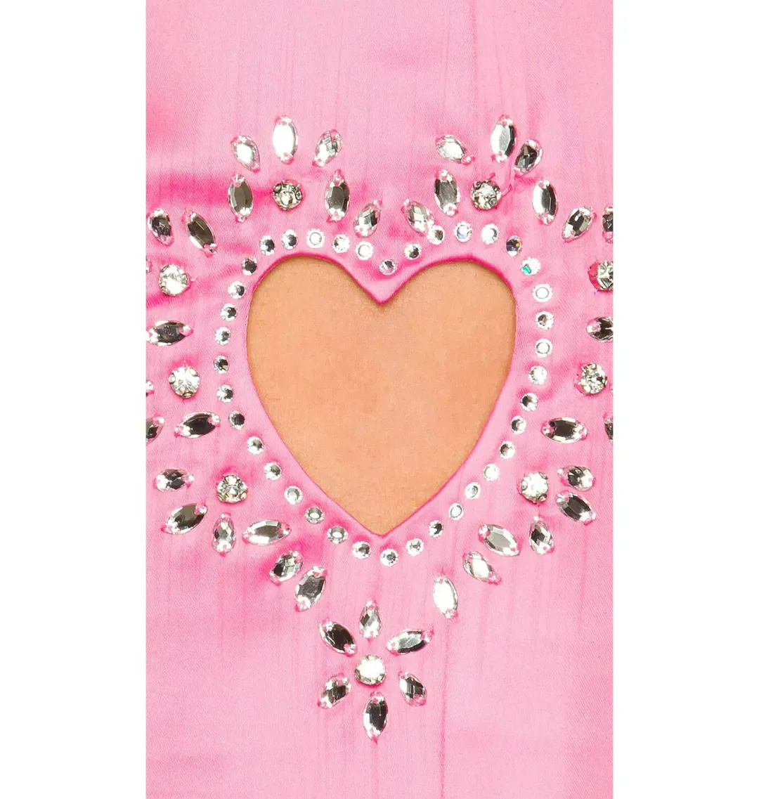 For Love & Lemons Hazel Rhinestone Heart Mini Skirt Pink Size AU 10 for rent on The Volte - main image