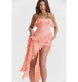 House of CB Ruffle Strapless Maxi Dress Apricot Size XS / AU 6 for rent on The Volte - image 6